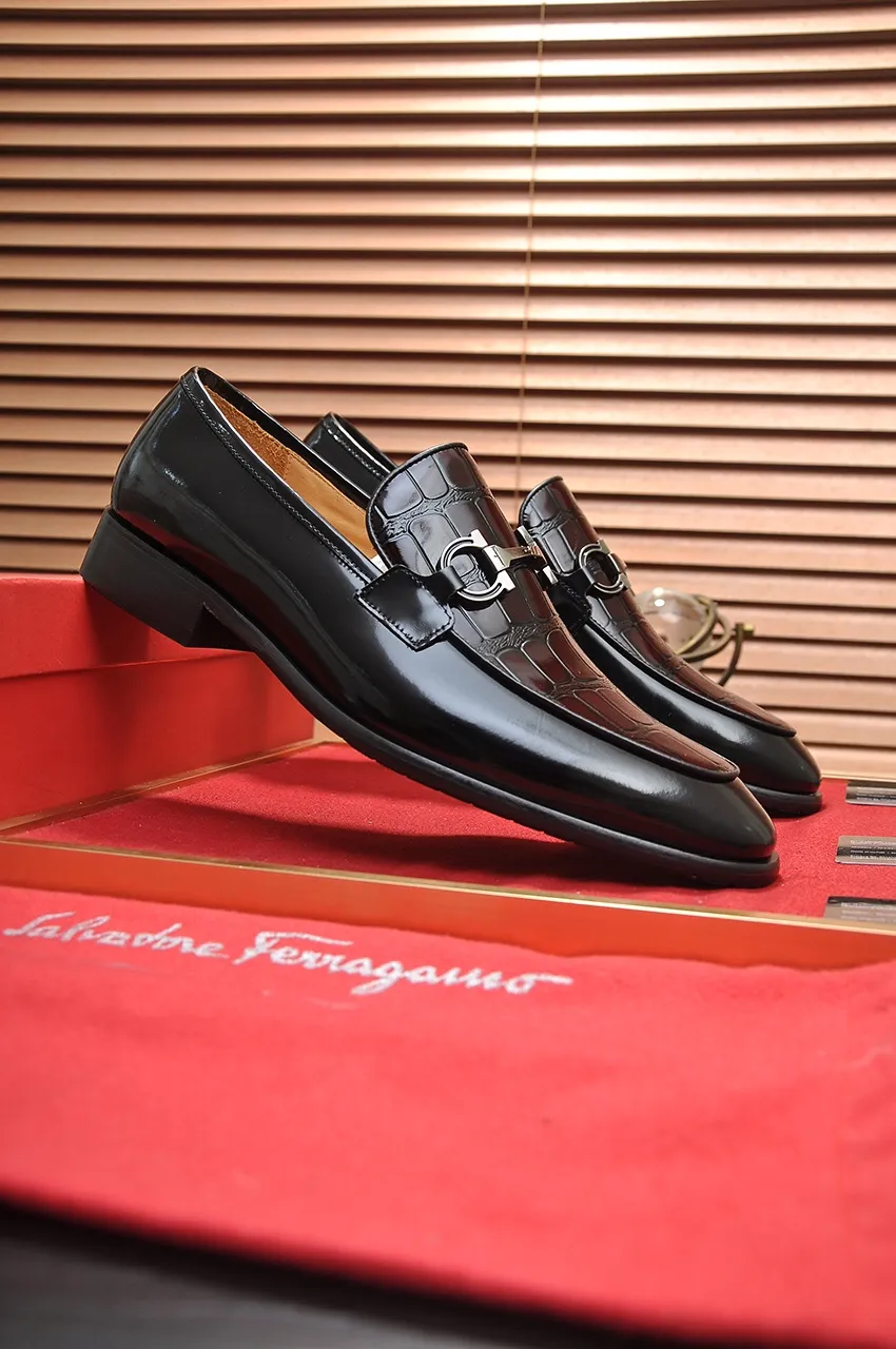 Men's shoes 💰500💶[Ferragamo/Ferragamo] The latest model from the counter. Original imported high-quality cowhide with open sides + imported 🐂 cowhide lining, original luxury metal buckle + original combination outsole. Comparative and stress-free 38--45 (customized for 45)